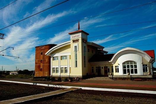 Railway station in the city of Kargat, Novosibirsk Oblast, Russia