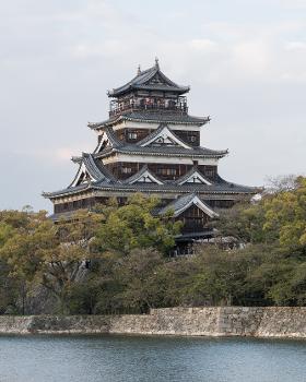 A southwest view of the keep of Hiroshima Castle