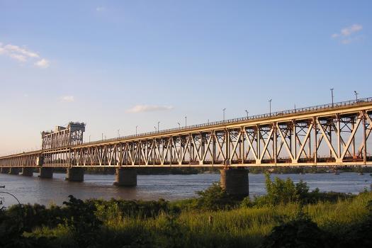 The Kryukov Bridge over the Dnieper River, in Kremenchuk, Ukraine:This view is from the southwest.
