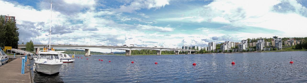 View from a landing stage of the Kuokkala Bridge:On the left is Jyväskylä harbour and right are the buildings of Ainola.
