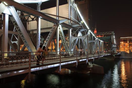 Jiefang bridge in downtown Tianjin at night