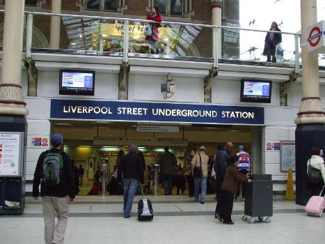 Entrance to Liverpool Street Underground station on the main line station concourse