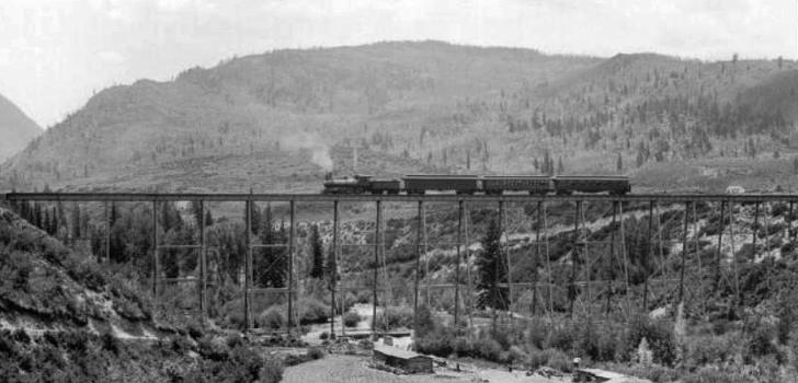 Train going over the Maroon Creek Bridge, Aspen, Colorado