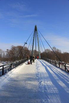 Matinkaari pedestrian bridge at the mouth of Vantaanjoki river in Helsinki