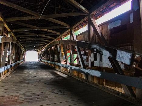 Inside of the Mecca covered bridge in Indiana
