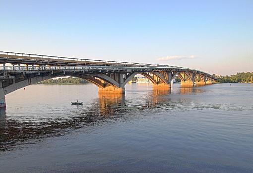 Southern side of Metro Bridge in Kyiv