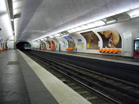 Vue des quais de la station Rennes sur la ligne 12 du métro de Paris