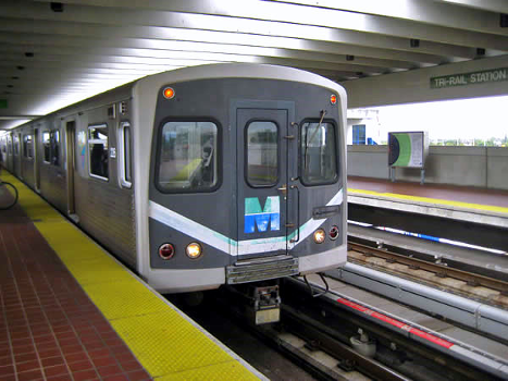 Metrorail at Tri-Rail station in Miami, Florida
