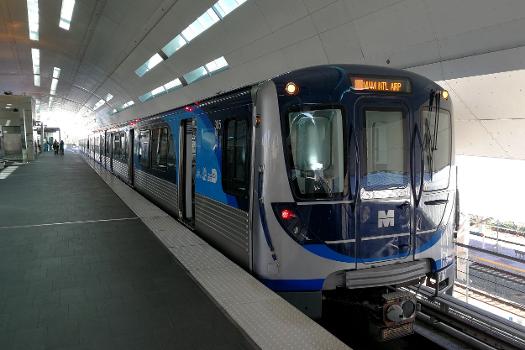 A second generation train of Miami Metrorail produced by Hitachi Rail