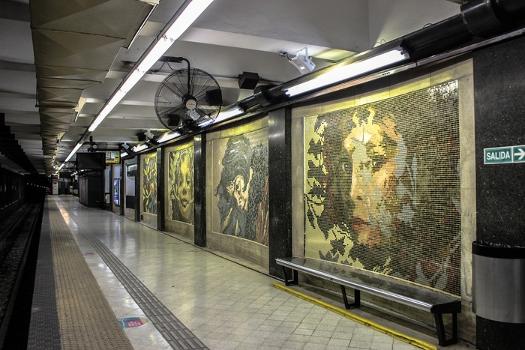Modern murals at Callao station on Line D of the Buenos Aires Underground