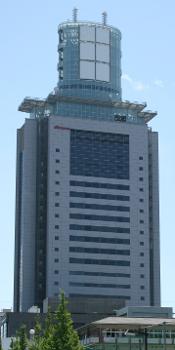 NTT DoCoMo Tōhoku Building in 1-chōme, Kamisugi, Aoba Ward Sendai City, Miyagi:The height to top floor is 108.0m (354ft). The height including antenna is 150.0m (492ft), and it is third tallest building in Sendai City after SENDAI TRUST TOWER (180.0m (591m)), Sumitomo Life Sendai Central Building (SS30, 172.0m (564ft)). Taken from near Kamisugi 1-chōme intersection, about 740m (810yd) north of this building