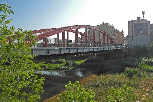 Die Bischof-Jordan-Brücke (auch Cybiński-Brücke) am Posener Dom über den Nebenarm der Warthe in Posen (Poznań)