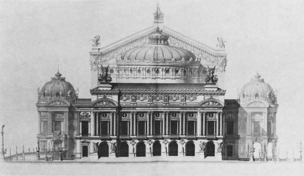 Elevation of the principal façade of the Paris Opera's Palais Garnier