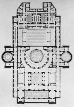 Plan at the highest floor level of the Paris Opera's Palais Garnier