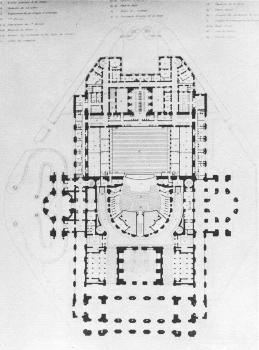 Plan at the parterre level of the Paris Opera's Palais Garnier