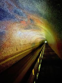 Paw Paw Tunnels in Maryland: Minerals in the ceiling change colors in the light