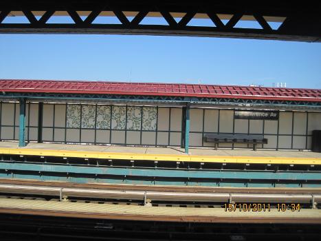 Rehabilitated platform at St. Lawrence Avenue with new artwork installed