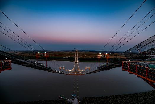 Suspension bridge over the Danube near Brăila, Romania