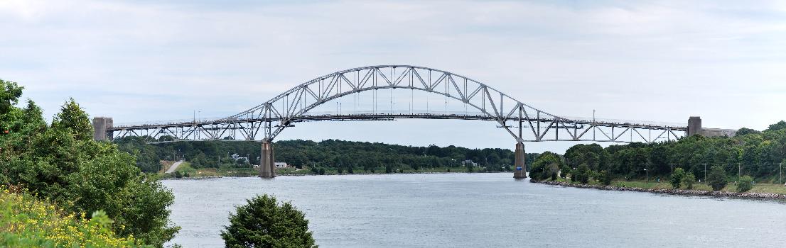 Sagamore Bridge:The Sagamore Bridge spans the Cape Cod Canal in Bourne, Massachusetts. It was built between 1933 and 1935 by the Army Corp of Engineers as part of the Cape Cod Canal project, along with its sister bridge to the south, the Bourne Bridge.