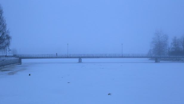 The bicycle and pedestrian bridge between the Linnansaari and Raatti islands in Oulu