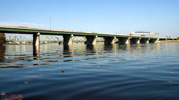 Trenton-Morrisville Toll Bridge over the Delaware River:Morrisville PA - Trenton NJ (looking northeast by kayak)