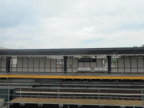 Van Siclen Avenue Elevated Station on the IRT New Lots Line in the New Lots section of Brooklyn, New York City