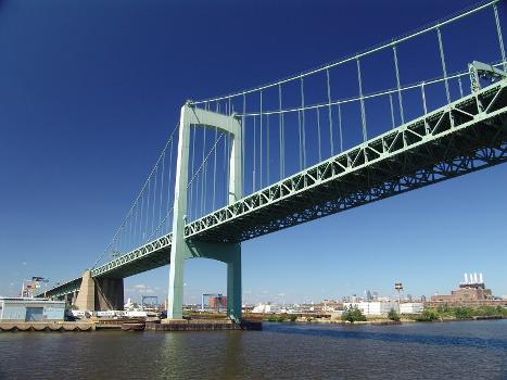 The Walt Whitman Bridge spans the Delaware River from Philadelphia to Gloucester City, New Jersey