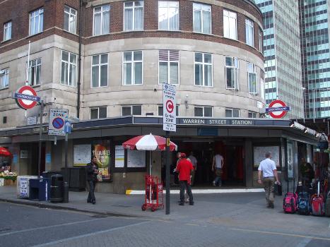 Warren Street tube station entrance. A further entrance at the rear is undergoing refurbishment