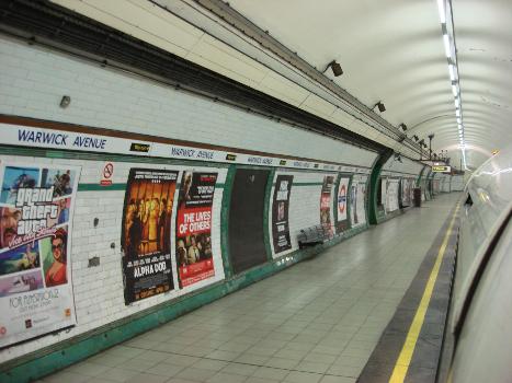 The Southbound platform of Warwick Avenue Underground Station