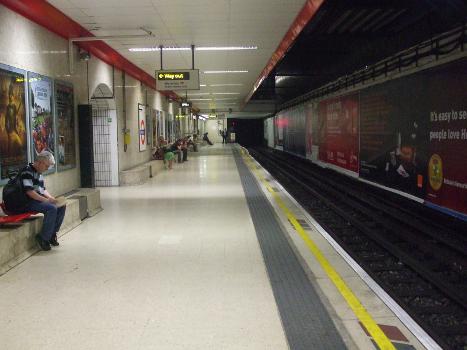 Waterloo tube station Waterloo &amp; City line platform (for Bank trains) looking towards Bank