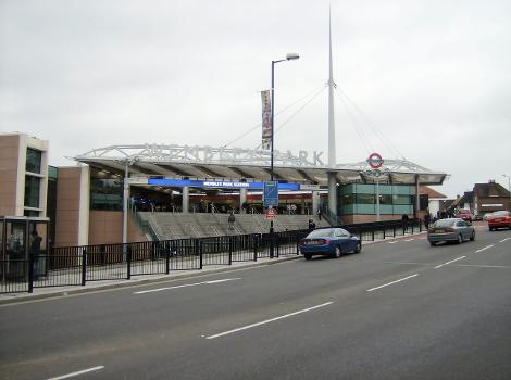 The extension to Wembley Park tube station, designed for the 2007 opening of the second Wembley Stadium:The previous station building, built in 1923, can be seen at Image:Old Wembley Park tube station building.jpg.