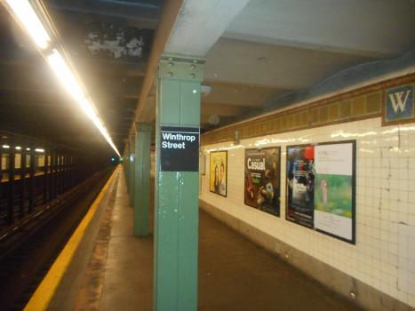 Winthrop Street Subway Station on the IRT Nostrand Avenue Line in the Prospect Lefferts Gardens section of Brooklyn, New York City