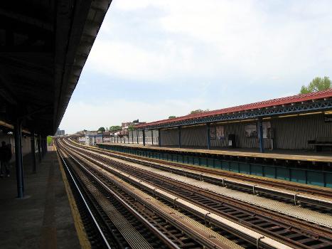 Looking west along the 6 line from southern platform of Zerega Avenue (IRT Pelham Line) just before Noon