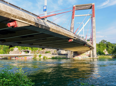 Untersicht der Schrägseilbrücke Schaffhausen-Flurlingen ZH der Autobahn 4 über den Rhein