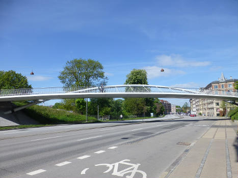 The pedestrian and bikeway bridge Åbuen over Ågade in Copenhagen.