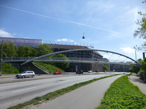 The pedestrian and bikeway bridge Åbuen over Ågade in Copenhagen.