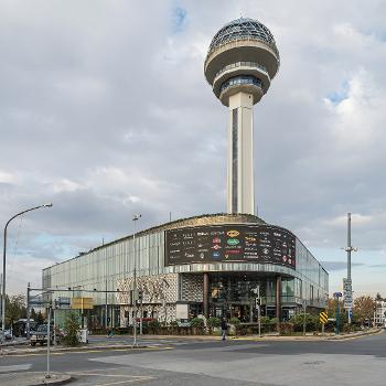 Atakule TV tower with attached shopping mall in Ankara, Turkey