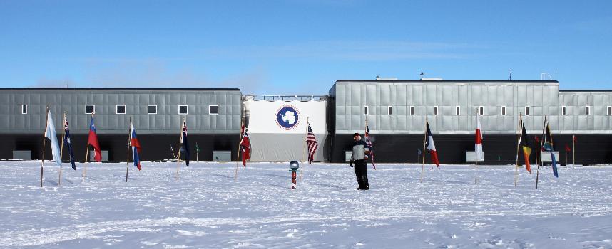 The Ceremonial Pole at the South Pole Research Station