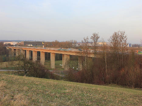 Bridge of Autobahn A 81 crossing the river Kocher near Neuenstadt