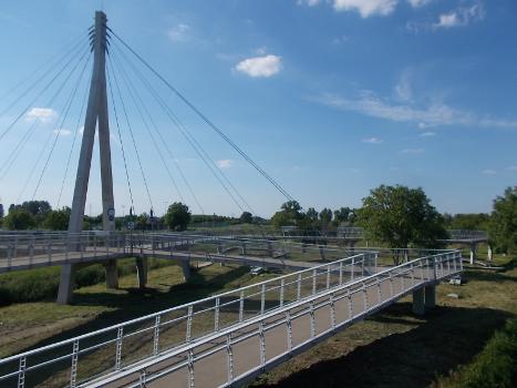 Pedestrian bridge over the Zagyva River and the Bér Stream. - Hatvan, Heves County, Hungary