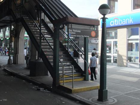 Southeastern street stair at the Bay Parkway (West End) station
