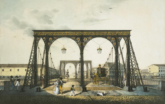 View of the across the . Colored lithography of by drawing of Wilhelm von Tretter, 1824.