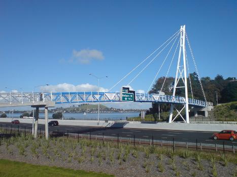 The walking and cycling overbridge to the Onehunga Foreshore, at Orpheus Drive, Auckland.
