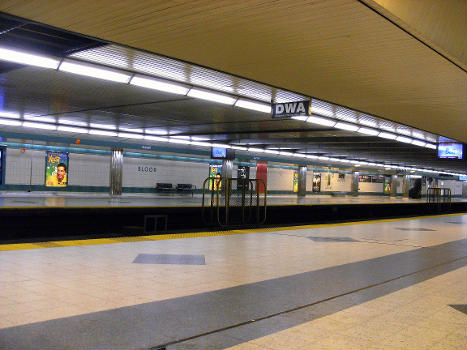 Empty Bloor Station on the Yonge subway line in Toronto