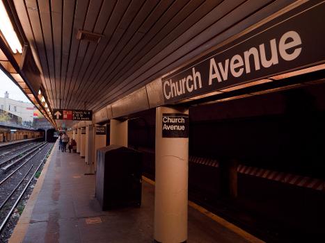 View of the southbound platform of Church Avenue station on the Brighton line