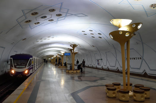 Bodomzor station of Yunusabad Line in Tashkent Uzbekistan in October 2024