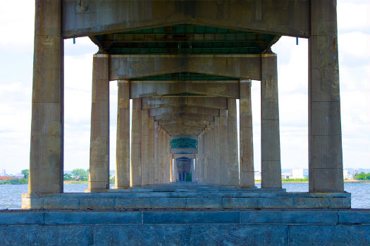 From under the Newark Bay Bridge facing towards Newark