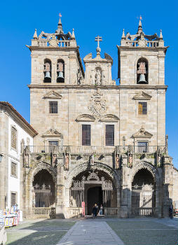 Western facade of the Braga Cathedral, Minho, Portugal
