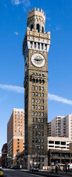 The Emerson Bromo-Seltzer Tower in Baltimore, Maryland, USA from Eutaw Street