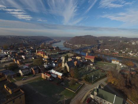 Brownsville, PA, looking west over the Monongahela River from St. Peter's Church
